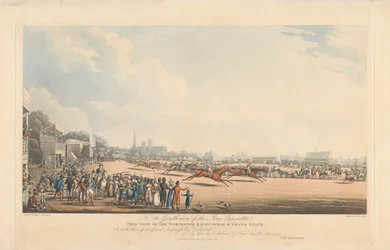 Utsikt över Worcester Racecourse och läktaren