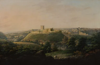 En vidsträckt utsikt över Richmond, Yorkshire (olja på duk)