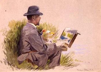 Adrian Stokes, R.A. i arbete (akvarell)