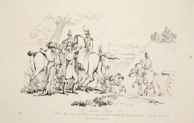 La Sainte Haye: Nära en stor byggnad som växelvis används av vän och fiende, pub. J. Booth, 1816