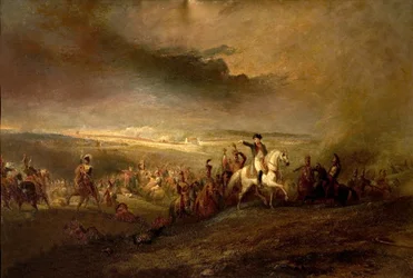 Napoleon lämnar fältet i Waterloo den 18 juni 1815, ca 1816