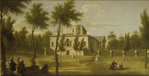 Utsikt över Chiswick Villa från gräsmattan, ca 1735 (olja på duk)