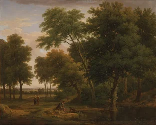 Trädbevuxet landskap med figurer, ca 1745 (olja på duk)