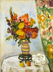 Blommor i en kinesisk vas (olja på duk)