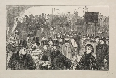 The Living Stream at London Bridge - On the Bridge, 1863.
