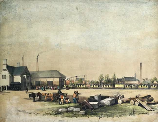 Motorn "Paisley" och tåget anländer till depån för Paisley och Renfrew Railway