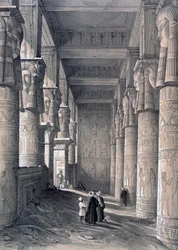 Interiören av det stora templet, Denderah, Egypten, 1843