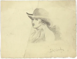 Byst av ung man med hatt (recto); änglahuvud (verso)