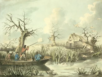 Duck Shooting, etsat av Thomas Rowlandson (1756-1827), pub. av J. Harris, 1789 (färgad etsning) (se även 125725-27)