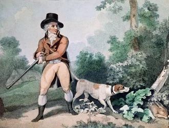 Hareskjutning, graverad av C. Cotton (stiplingsgravyr)