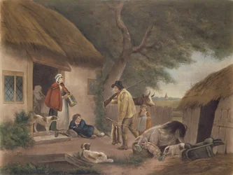 The Warrener, graverad av William Ward (1766-1826), pub. av H. Morland, 1806 (mezzotintgravyr)