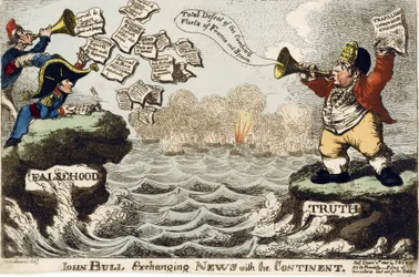 John Bull (ikon för den brittiska nationen) utbyter nyheter med kontinenten