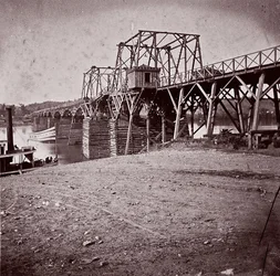 Bro över Tennessee River vid Chattanooga, ca. 1864.