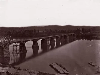 Bro över Tennessee River vid Chattanooga, ca. 1864.