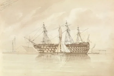 HMS "Trafalgar" utanför Sheerness, från "Shannon", 28 december 1850