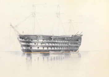 Studie av HMS "Queen" vid Malta, 3 mars 1852