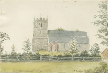 High Offley Church: akvarellmålning, 1821