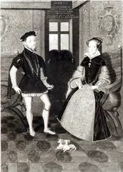 Porträtt av Filip II av Spanien (1527-98) och drottning Mary I (1516-58) graverade av Joseph Brown, 1812