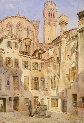 Frarikyrkan, Venedig, från Campiello San Rocco, 1854