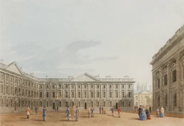 Peckwater Quad looking East, Christ Church, Oxford, 1850 (bläck & wc på papper)