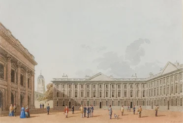 Peckwater Quad looking West, Christ Church, Oxford, 1850 (bläck & wc på papper)