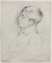 Ett porträtt av Welby Sherman sovande i en stol, 1828.
