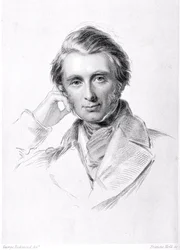Porträtt av John Ruskin (1819-1900) graverat av Francis Holl (1815-84)