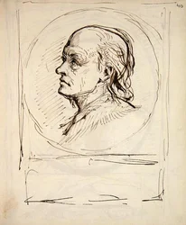 Porträtt av William Blake, från en anteckningsbok som används av konstnären för skisser och anteckningar (bläck på papper)