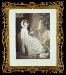The Spinner (gravyr av Thomas Cheesman, efter G. Romney, utgiven av John och Josiah Boydell 1789)
