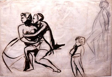 Lovers Espied by a Child (penna- och bläcktvätt)