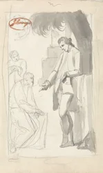 Major Pierson and the Brahman (grå tvätt och grafit på lagt papper) (se 153906)