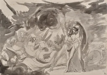 Satan betraktar de fallna änglarna