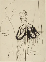Stående kvinnlig figur, halvfigur