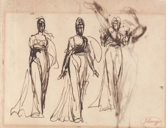 Tre studier av en stående kvinna, möjligen Lady MacBeth
