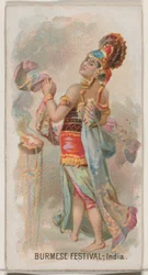Burmesisk festival, Indien, från Holidays-serien N80 för cigaretter av märket Duke, 1890., 1890.