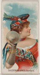 Caledonian Games, Skottland, från Holidays-serien N80 för cigaretter av märket Duke, 1890., 1890.