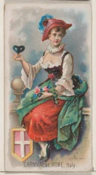 Karneval i Rom, Italien, från Holidays-serien N80 för cigaretter av märket Duke, 1890., 1890.