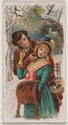 Christmas, England, från Holidays-serien N80 för cigaretter av märket Duke, 1890., 1890.