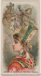 Gustavus Adolphus Festival, Sverige, från Holidays-serien N80 för Duke brand cigarett..., 1890.