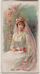 May Day, Frankrike, från Holidays-serien N80 för cigaretter av märket Duke, 1890., 1890.
