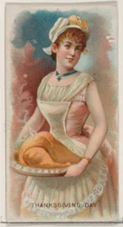 Thanksgiving Day, USA, från Holidays-serien N80 för cigaretter av märket Duke,..., 1890.