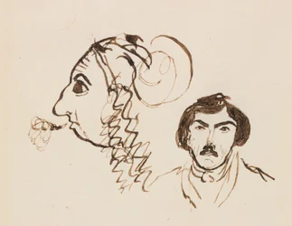 Självporträtt med porträtt av Delacroix, ca. 1845.