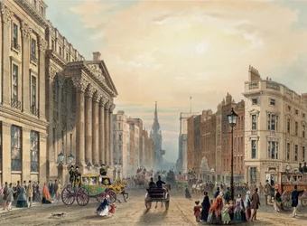 Mansion House med utsikt mot Cheapside, graverat av Thomas Picken (d.1870), publicerat av Ackermann 1851.