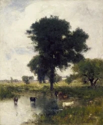 Boskap i pool (A Summer Landscape), 1880