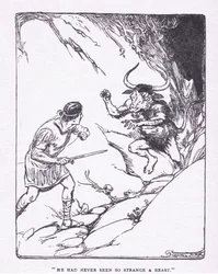 Han hade aldrig sett ett så konstigt odjur, från The Heroes publicerade av George Allen och Unwin 1929