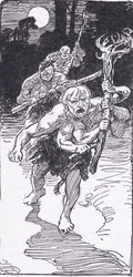 Medan de låg och sov kom de hemska männen ner, från The Heroes publicerad av George Allen och Unwin 1929