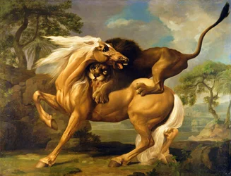 Ett lejon som angriper en häst, ca 1762