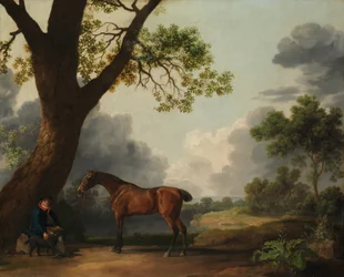 Den tredje hertigen av Dorsets jägare med en brudgum och en hund, 1768.