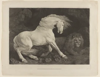 En häst skrämd av ett lejon, efter George Stubbs (1724-1806)
