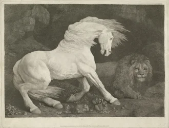 Hästen och lejonet, 1770 (mezzotint)